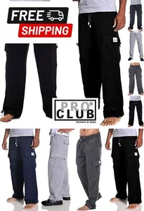 Pro Club Cargo Fleece Heavyweight Sweatpants Premium Warmth & Durability - Picture 1 of 21