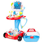 Play Doctor Kit for Kids, Pretend Medical Station Set with Mobile Cart