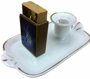 Chamberstick Match Holder Rectangular Gold White Germany Numbered RARE - Picture 1 of 9
