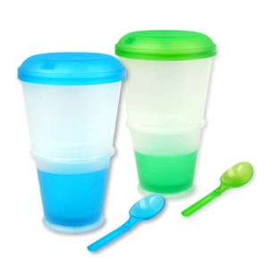 Schramm® 2er Pack Joghurtbecher Müsli-to-Go Müslibecher Kühlfach Müslischale  - Bild 1 von 9