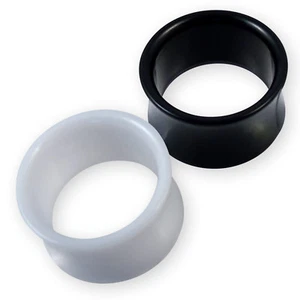 Acryl Flesh Tunnel Ohr Plug Double Flared Piercing Schmuck schwarz weiß 2-16mm - Bild 1 von 5