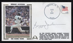 GATEWAY REGGIE JACKSON HANDSIGNIERTER "400 HOME RUN" FDC POSTGÜTESIEGEL UMSCHLAG - Bild 1 von 3