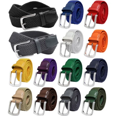 Falari Stretch Belt Canvas Fabric Woven Elastic Belt Silver Buckle 1005 - Image 1 of 2