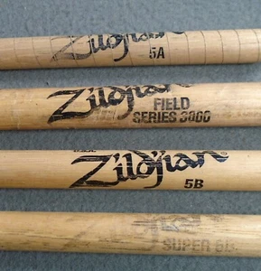 LOTE DE 4 BAQUETAS ZILDJIAN DRUM STICK de concierto usadas - Imagen 1 de 7