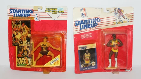 Los Angeles Lakers Magic Johnson + Utah Jazz John Stockton Action Figures Cover