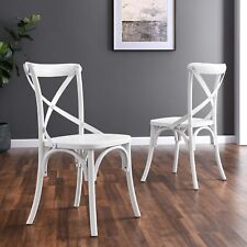 Modway Gear X-Back Wood Dining Side Chair in White