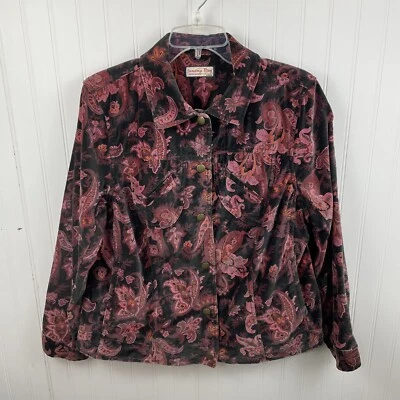 Jamaica Bay Womens Paisley Velvet Multicolor Long Sleeve  Jacket Large - Image 1 of 4