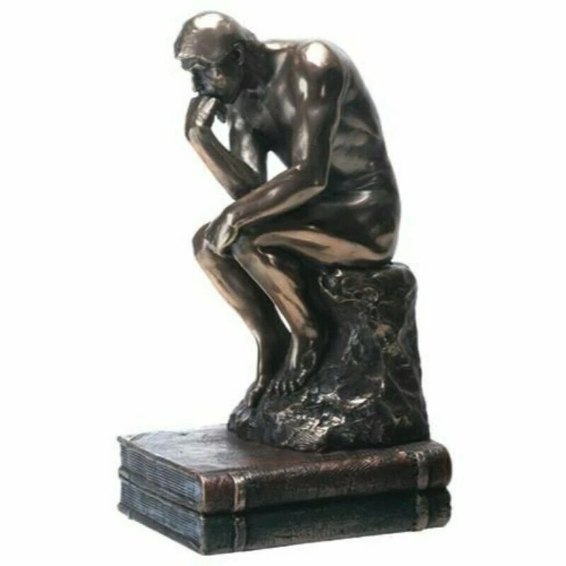 7.75 Inch The Thinker Nude Male Statue Figurine, Bronze Colored - Image 1 of 1