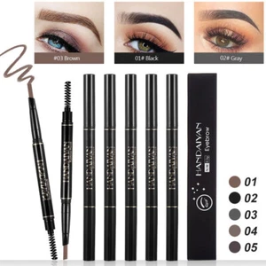 2 in 1 Waterproof Drawing Eye Brow Eyeliner Eyebrow Pen Pencil Makeup Brush  ^ - Foto 1 di 16