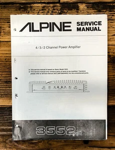 Alpine Model 3552s Power Amplifier Service Manual *Original* - Picture 1 of 1