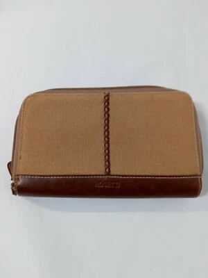 Rosetti Wallet Two-tone Brown Organizer Many Pockets Zip Around Mirror Keychain - Image 1 of 4