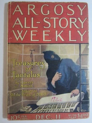 Argosy All-Story Weekly Vol. 128 No. 3, Dec. 11, 1920, VG  Hooded Menace Cover! - Image 1 of 4