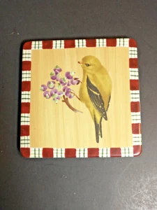 Lenox Winter Greetings Everyday ceramic square coaster Goldfinch - Picture 1 of 3