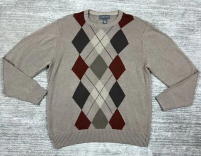 Tricots St Raphael Sweater Mens Extra Large Brown Argyle Diamond Cotton - Image 1 of 4