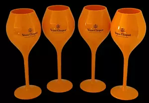 Veuve Clicquot Orange Acrylic Champagne Flute Goblets-Set of FOUR (4)USA Shipper - Picture 1 of 3