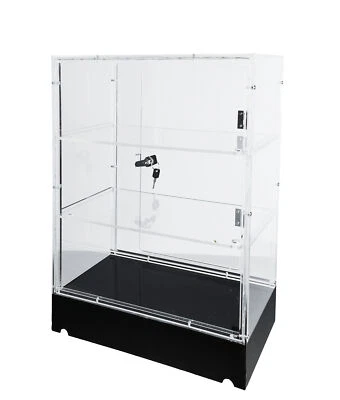 FIXTUREDISPLAYS Clear Cabinet Acrylic Display LED Light Plexiglass Showcase LockNKey Transparent