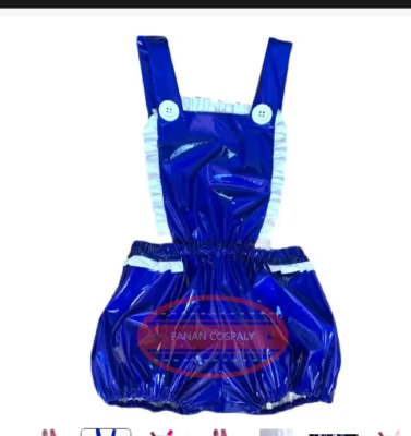 Macacão de PVC adulto sexy cross dressing maricas empregada doméstica curto bebê / - Imagem 1 de 4