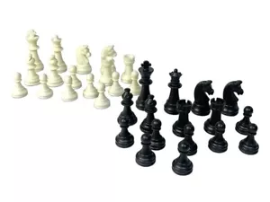 Vintage Ultimate Black & White Schach 32 Stück Set 2 5/8" King Filz braune Unterteile - Bild 1 von 6