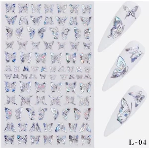 Nagelsticker Schmetterling silber + kostenloser Versand US-VERKÄUFER - Bild 1 von 1