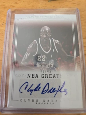 2013-14 National Treasures NBA Greats /49 Clyde Drexler Auto Signatures HOF Sp - Image 1 of 4