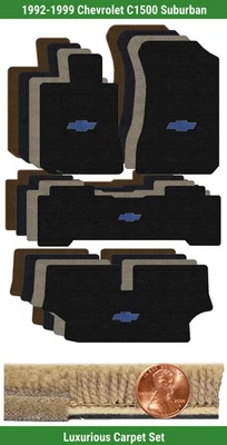 Juego de alfombrillas de lujo personalizadas para Chevy C1500 Suburban 92-99 con logotipo (4 piezas) #COV Foto 1 de 4