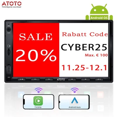 ATOTO Doppel DIN Android Autoradio GPS NAV ChatGPT-AI WiFi 24-Band EQ MirrorLink - Bild 1 von 4