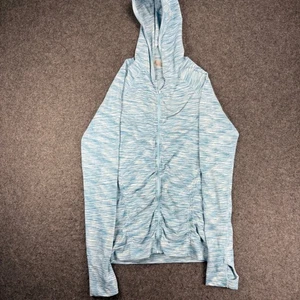 Athleta Women's Small Blue White Space Dye Ruched Full Zip Hoodie Jacket - Picture 1 of 7