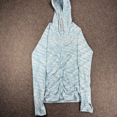 Chaqueta con Capucha Athleta Para Mujer Pequeña Azul Blanco Tinte Espacial Acanalada Cremallera Completa Foto 1 de 4