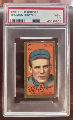 1911 T205 Gold Border Thomas Downey PSA VG+ 3.5 *Reds* - Image 1 of 2