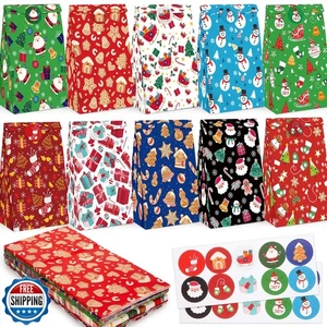JOHOUSE 54 Pack Christmas Goodie Bags with Sealing Stickers - Xmas Gift Bags  - Picture 1 of 5
