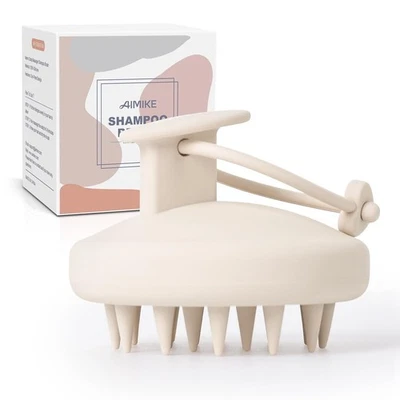 AIMIKE Scalp Massager Shampoo Brush, Soft Silicone Scrubber, Oatmeal  - Image 1 of 4