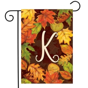 Briarwood Lane Fall Leaves Monogram Letter K Garden Flag - Picture 1 of 4