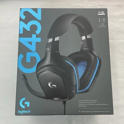 Logitech G432 Wired Gaming Headset, 7.1 PC, PS4 Xbox Nintendo 3.5mm - Image 1 of 4