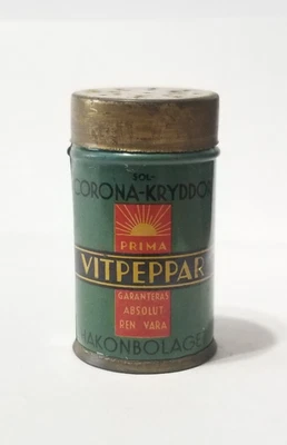 Vintage Sol Corona Vitpeppar Spice Tin Sweden Collectable Advertising - Image 1 of 4