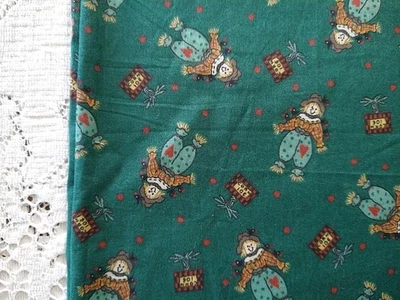 REMNANT FLAWED Scarecrow Green Autumn Harvest Fabric Designs by Becki & Kathy - Image 1 of 4