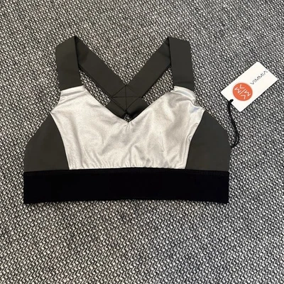 Sujetador deportivo para mujer Vimmia, nuevo con etiquetas, talla mediana, negro blanco gris Foto 1 de 4