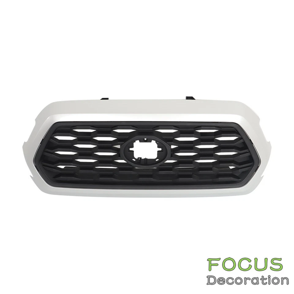 Conjunto de parrilla superior delantera negra mate y plateada para Toyota Tacoma 2016-2022 Foto 1 de 4