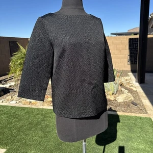 AMANDA UPRICHARD Black Petite Textured Zipper Back Blouse Size P - Picture 1 of 6