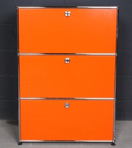 USM Haller Klassiker Sideboard Akten-Regal 3 Fächer 3 Klappen Orange Retro 70er - Bild 1 von 6
