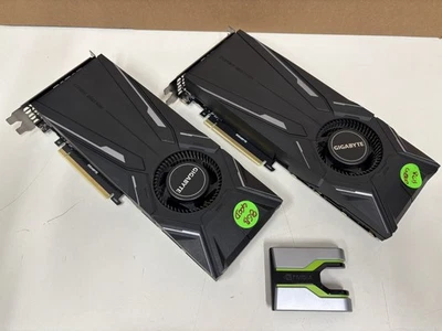 DUAL GIGABYTE TURBO GeForce RTX 2080 8GB RAM  W/SLI Adapter - Image 1 of 4