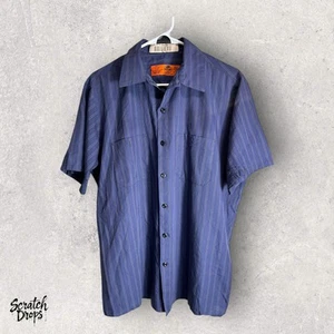 Camisa de trabajo vintage de los 90 Streetwear para hombre L a rayas envejecidas mecánica con botones - Imagen 1 de 4