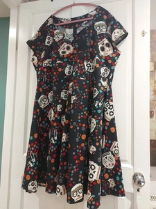 SIZE 24 (4XL) Sugar Skull Floral Zip Up Dress With Stretch BNWOT - Picture 1 of 9
