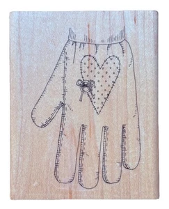 Damen Land Arbeit Gartenarbeit Strick Handschuhe Kleidung Outfit Holz Stempel - Bild 1 von 2