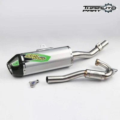 Silenciador completo de tubo de escape carbono verde para KAWASAKI KLX140L KLX Foto 1 de 4