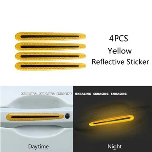 4*Reflective Strip Car Door Handle Safety Warning Sticker Decorative Trim Yellow - Picture 1 of 5