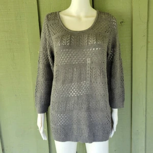 Nuevo con etiquetas Suéter Ann Taylor LOFT Gris Encaje Algodón Tejido XL - Imagen 1 de 4