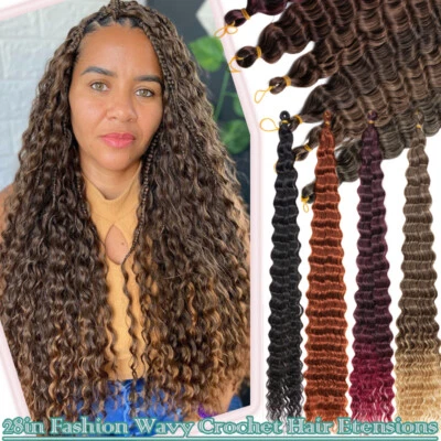 Extensiones de cabello X-largas ondas de agua suaves océano ondulado ganchillo torcido trenzas paquetes EE. UU. Foto 1 de 4
