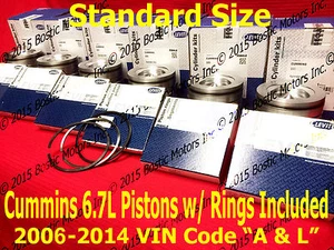 Dodge CUMMINS 6.7 6.7L PISTONS STANDARD w/Rings 2006-2014 MAHLE Matched Set - Picture 1 of 4