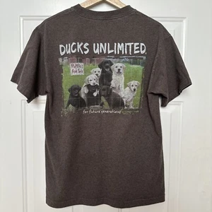Artisan Ducks Unlimited Men's Brown Heather Puppies for Sale T-Shirt - Size M - Picture 1 of 2