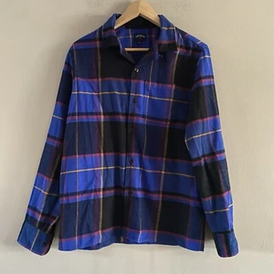 Noah NYC Men’s Heavyweight Brushed Twill Blue Plaid Flannel Shirt Size SMALL - Picture 1 of 11